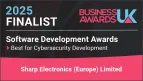Logo for 2025 UK Business Awards Finalist, Best for Cybersecurity Development, awarded to Sharp Electronics (Europe).
