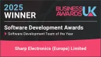 Logo for 2025 UK Business Awards Winner, Software Development Team of the Year, awarded to Sharp Electronics (Europe). 