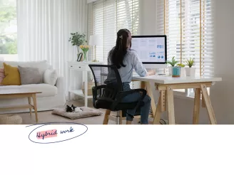 Lady working from home - Hybrid work